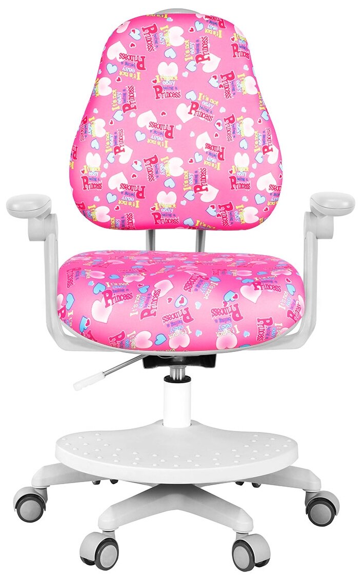 Детское кресло Anatomica Ragenta с подлокотниками розовый с цветными сердечками - фотография № 2