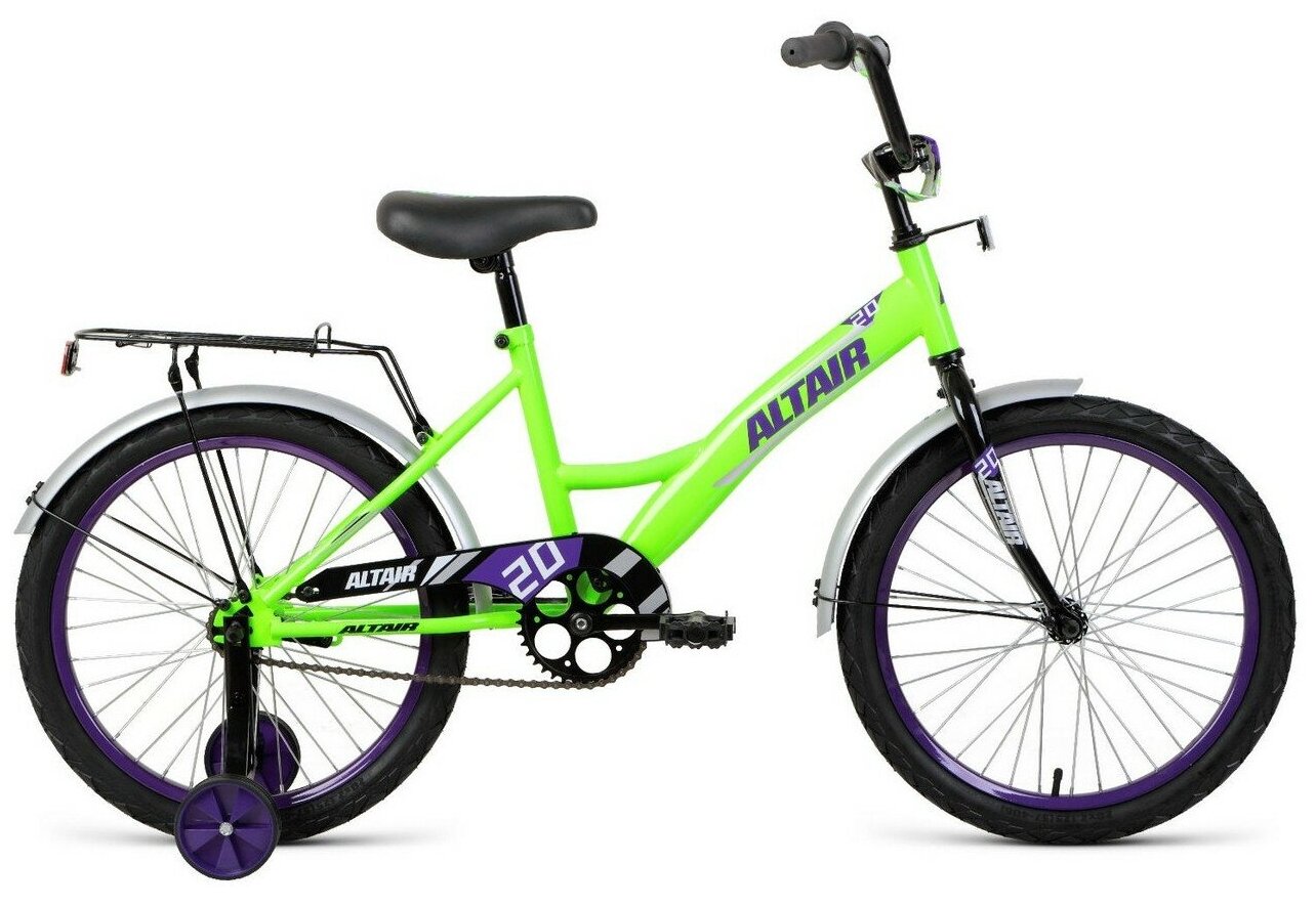 Детский велосипед Altair Kids 20, год 2022, цвет Зеленый-Фиолетовый