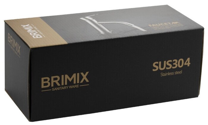 BRIMIX 9328 стандарт, Смеситель кухонный шаровый из нержавеющей стали (крепление от стены, длинный плоский излив) - фотография № 3
