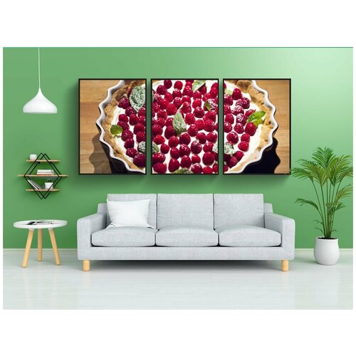 фото Набор модулных постеров для интерьера "торт, пирог, малина" 60x90 см. в тубусе, без рамки lotsprints