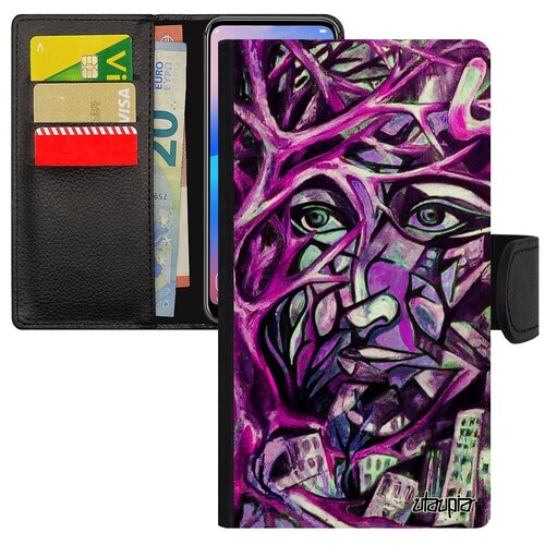 фото Противоударный чехол-книжка на смартфон // iphone xr // "взгляд" лицо дизайн, utaupia, фиолетовый