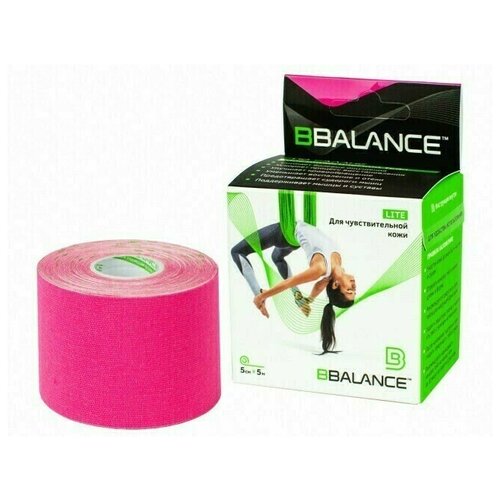 фото Кинезио тейп bbtape™ lite 5см × 5м розовый bbalance