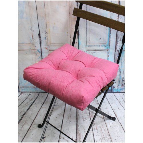фото Подушка для сидения на стул без завязок matex velours светло-розовый, чехол не съемный, ткань велюр, 40х40 см матекс