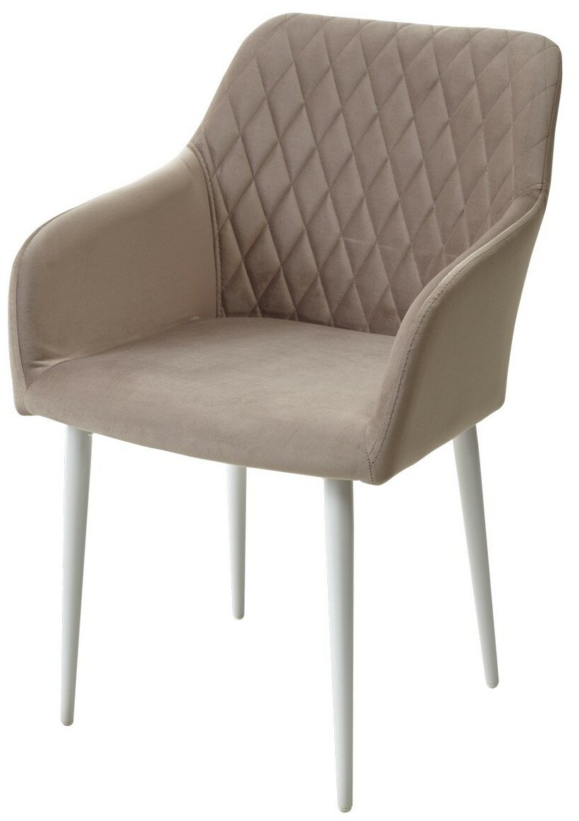 Кухонный-Обеденный Стул-кресло BRANDY-X латте #25 / белый каркас, велюр . Для гостиной m-sity (м-сити)