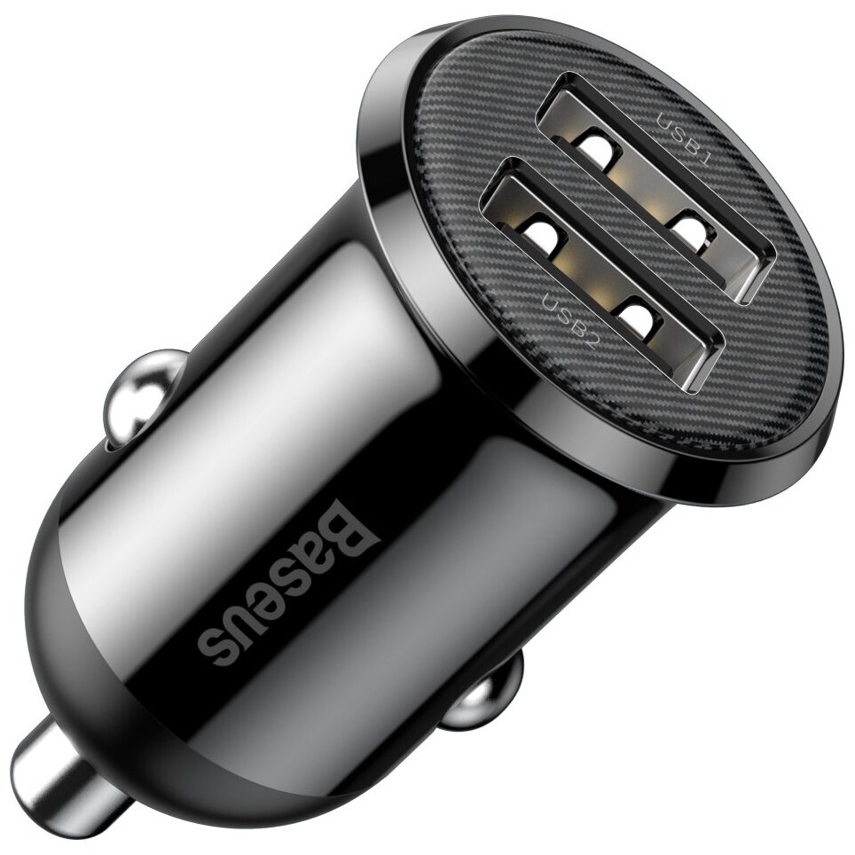 Зарядное устройство Baseus Grain Pro Car Charger Dual USB 4.8A Black CCALLP-01