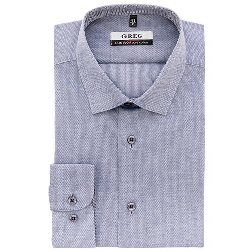 фото Рубашка мужская длинный рукав greg 313/231/8675/zv/1_gb, приталенный силуэт / slim fit, цвет серый, рост 174-184, размер ворота 40
