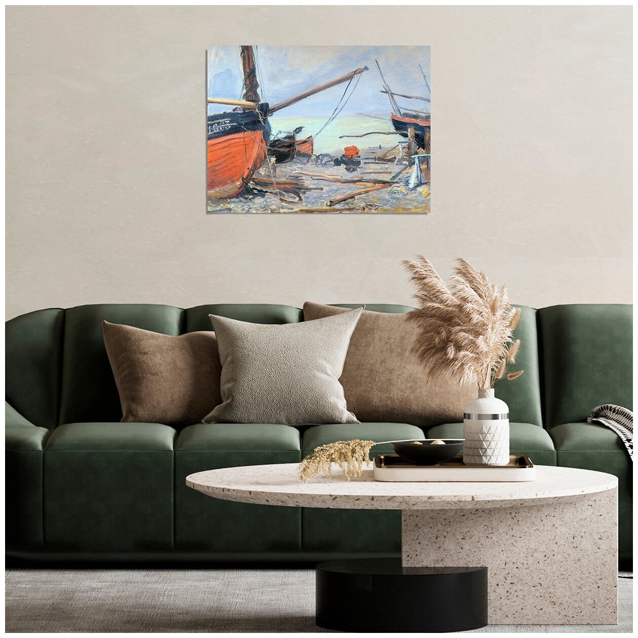 Картина на холсте с подрамником / Monet Claude - Boat on the Beach, 1885 / Клод Моне
