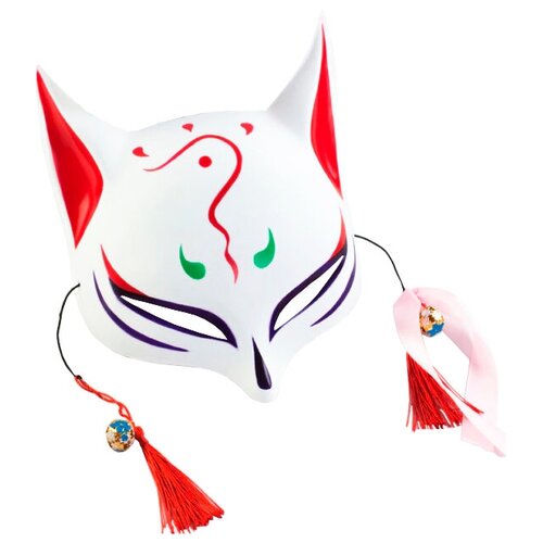 мужская футболка аниме кицунэ маска anime kitsune mask 2xl черный Маска карнавальная Лиса / Маска японской лисы Кицунэ / Маска ёкая Kitsune (А)