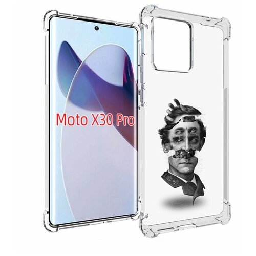 Чехол MyPads страшное лицо абстракция для Motorola Moto X30 Pro задняя-панель-накладка-бампер