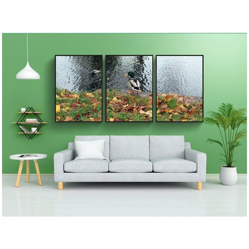 фото Набор модулных постеров для интерьера "парк, осень, ходить" 60x90 см. в тубусе, без рамки lotsprints