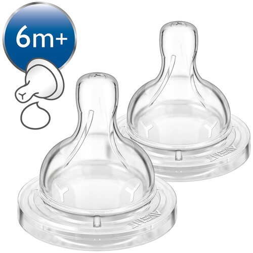 Соска Philips AVENT Anti-colic SCF636/27 силиконовая для густых жидкостей, 6м+, 2 шт.