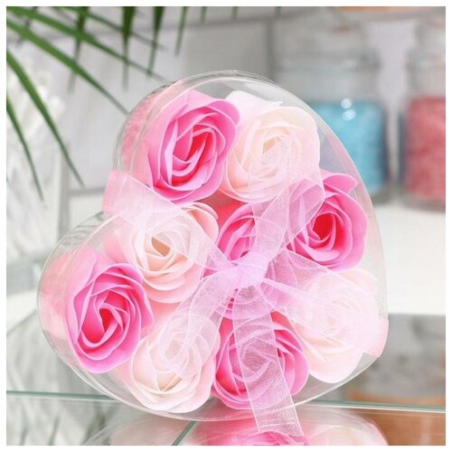 Мыльные розочки, розовые и белые, набор 9 шт. мыльные розы ароматизированные 15 штук белые и розовые