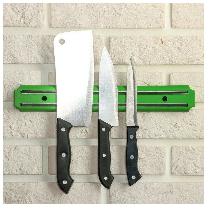 Держатель для ножей магнитный 33 см цвет зелёный