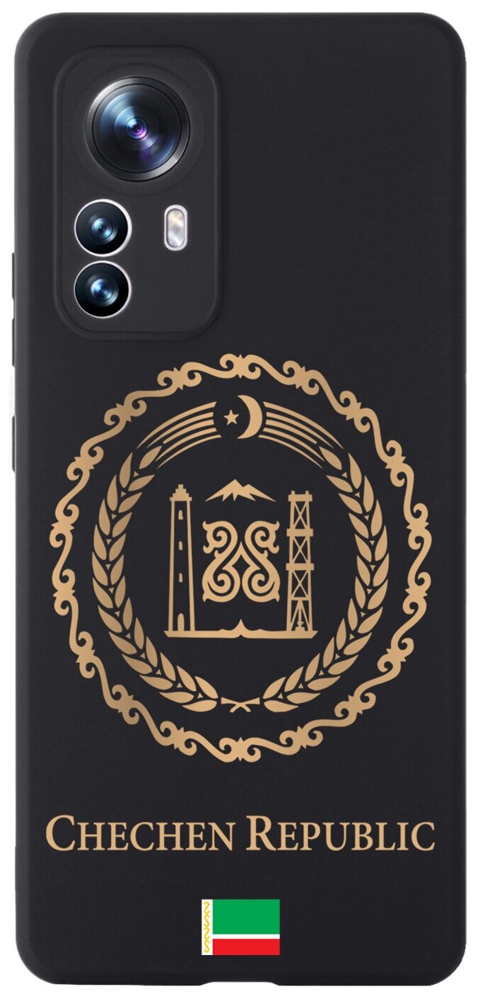 Черный силиконовый чехол SignumCase для Xiaomi 12X Золотой Герб Чечни для Сяоми 12 Икс