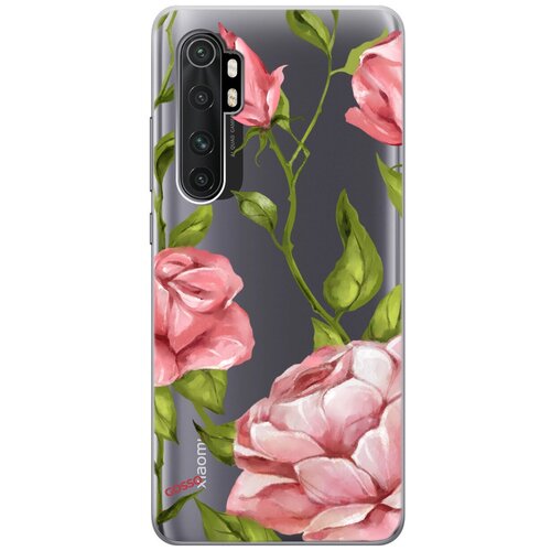 фото Ультратонкий силиконовый чехол-накладка transparent для xiaomi mi note 10 lite с 3d принтом "amazing roses" gosso