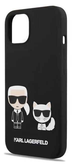 Lagerfeld для iPhone 13 mini чехол Liquid silicone Karl & Choupette Hard Black