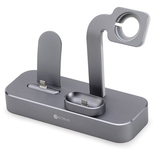 Док-станция COTEetCI Base29 3-in-1 APPLE Watch / iPhone / AirPods Grey CS7211-GY