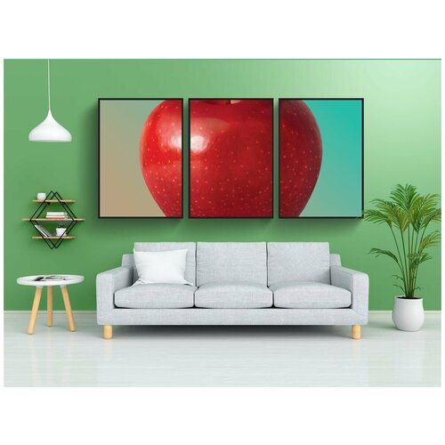 фото Набор модулных постеров для интерьера "яблоко, красное яблоко, фрукты" 60x90 см. в тубусе, без рамки lotsprints