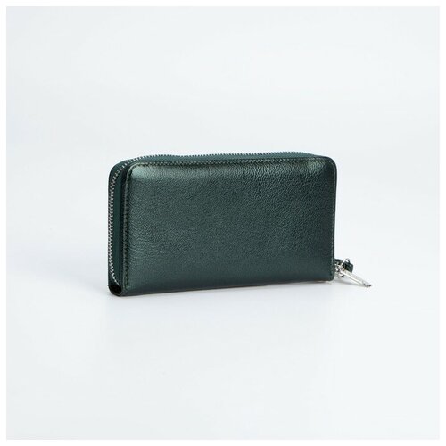 фото Кошелек на молнии, с ручкой, цвет зеленый noname