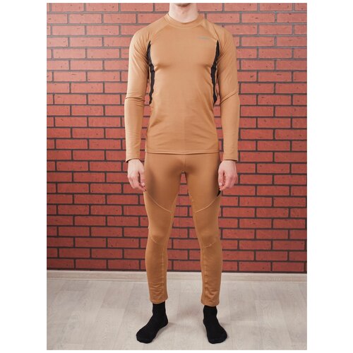 фото Комплект термобелья kamukamu комплект термобелья: лонгслив и кальсоны genom цвет бежевый (coyote), размер xl, бежевый