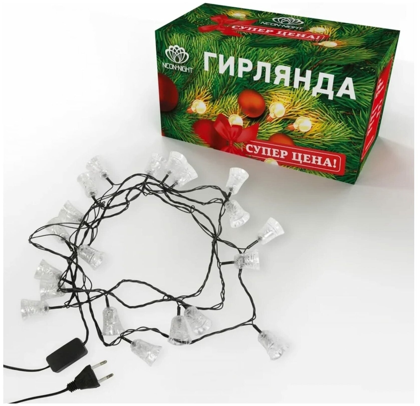 фото Гирлянда "Neon-Night. Колокольчики", 20 LED, RGB, 2,8 метра с контроллером