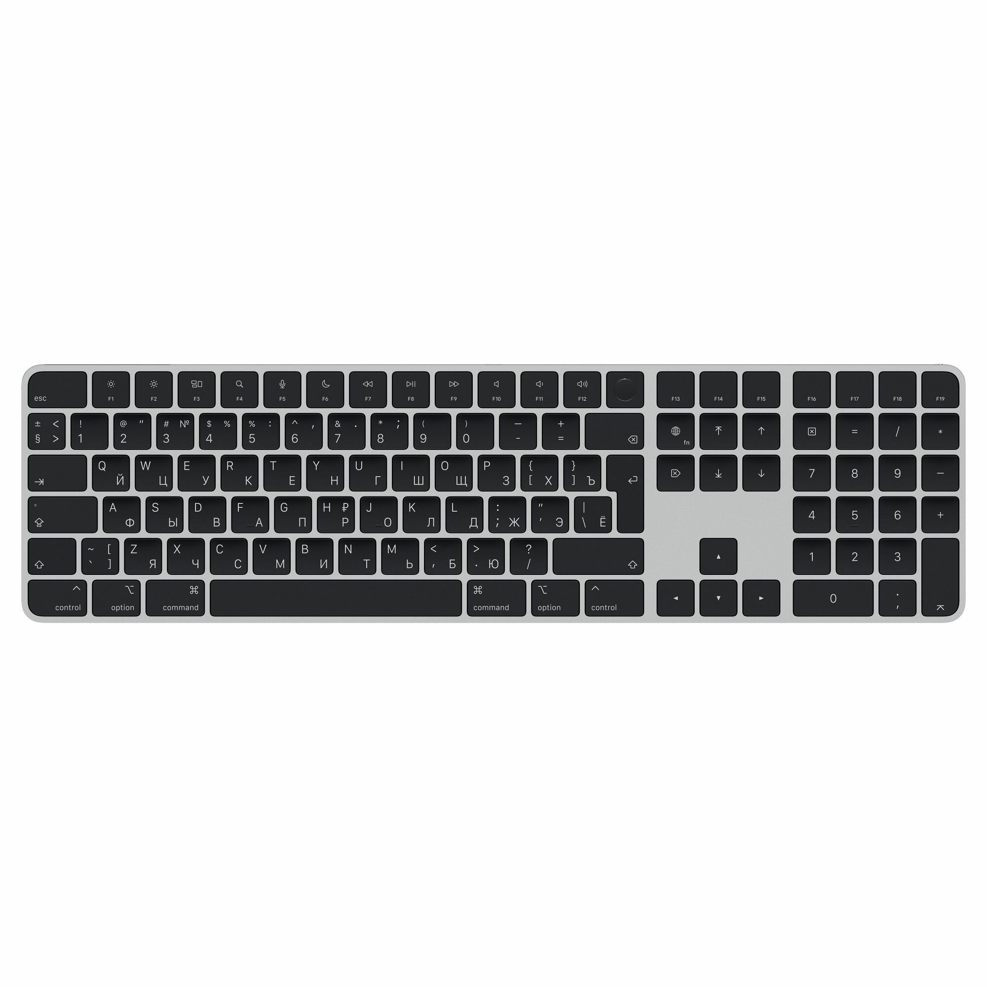 Клавиатура Apple Magic Keyboard with Touch ID and Numeric Keypad, беспроводная, серый [mk2c3rs/a] - фото №5