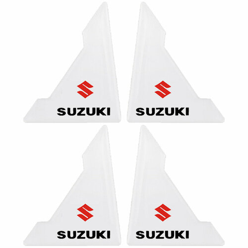 Защитные уголки на дверь автомобиля с логотипом SUZUKI силиконовые прозрачные, комплект 4 шт.