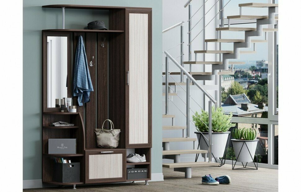 фото Прихожая Ксения-2 121х34х205 Венге / Ясень шимо светлый