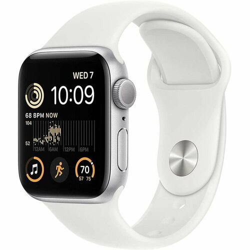 Часы Apple Watch Series SE 44mm 2022 серебристый алюминий цвет ремешка белый MNK23 Global 3659000₽