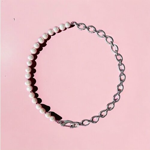 Колье BUSA, длина 40 см, белый, серебряный