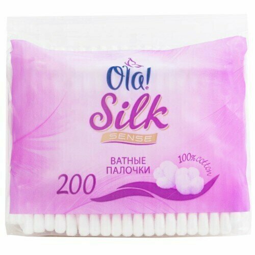 Ватные палочки Ola! Silk Sense в полиэтиленовой упаковке, 200шт, 6 упаковок