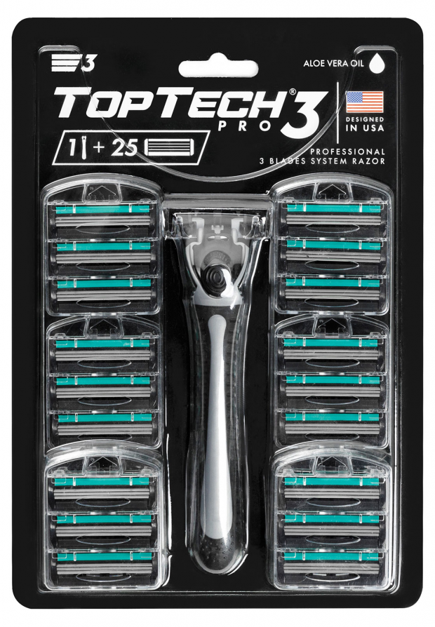 Мужская бритва TopTech PRO 3, 1 бритва + 25 сменных кассет Toptech