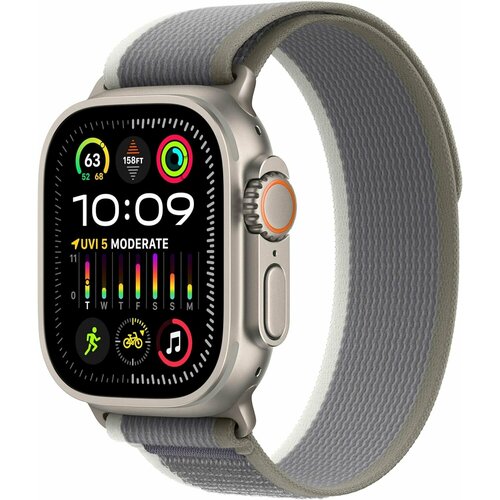 фото Умные часы apple watch ultra 2 49 мм titanium case gps + cellular, natural/green grey trail loop m/l