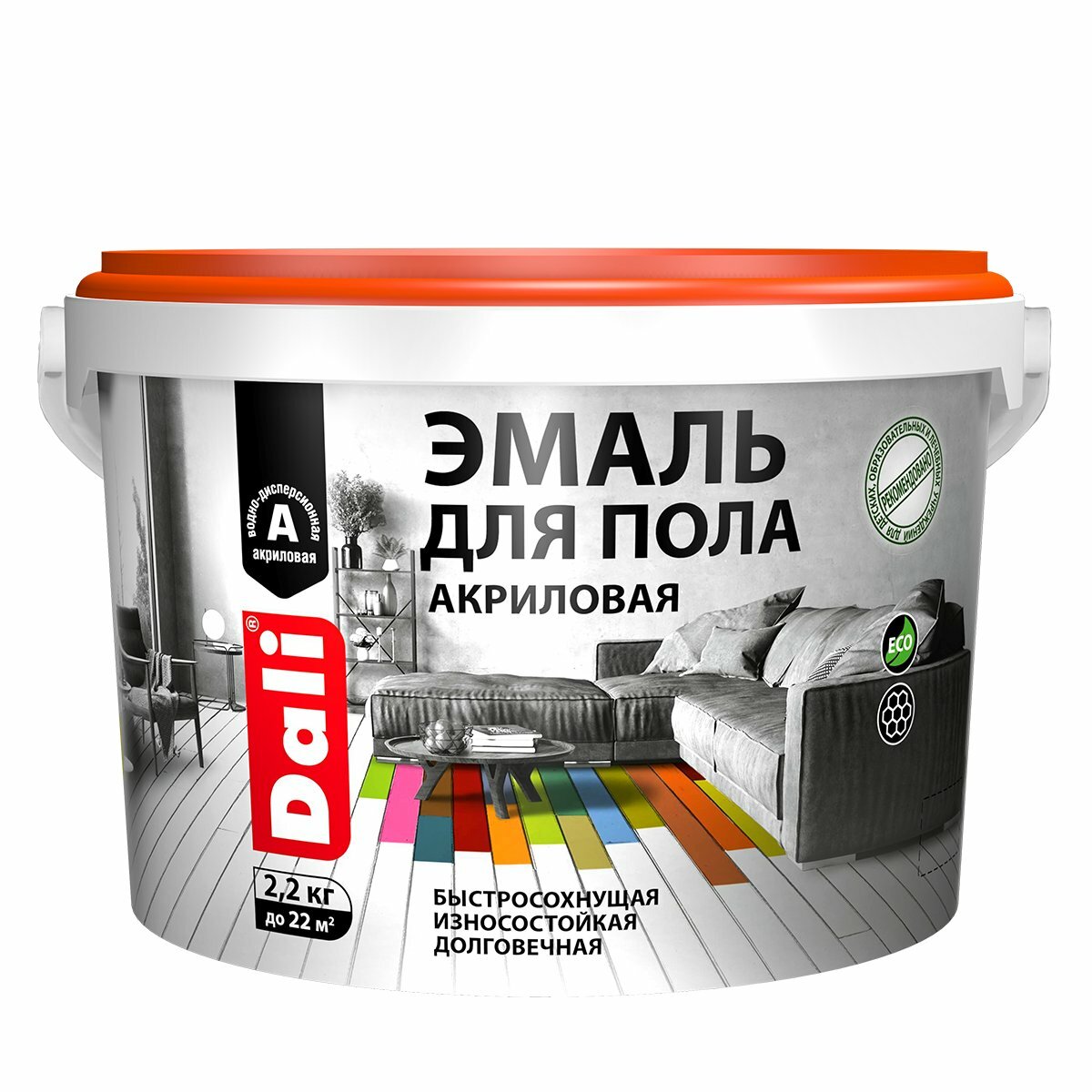 Эмаль для пола Dali акриловая полуглянцевая 22 кг красное дерево
