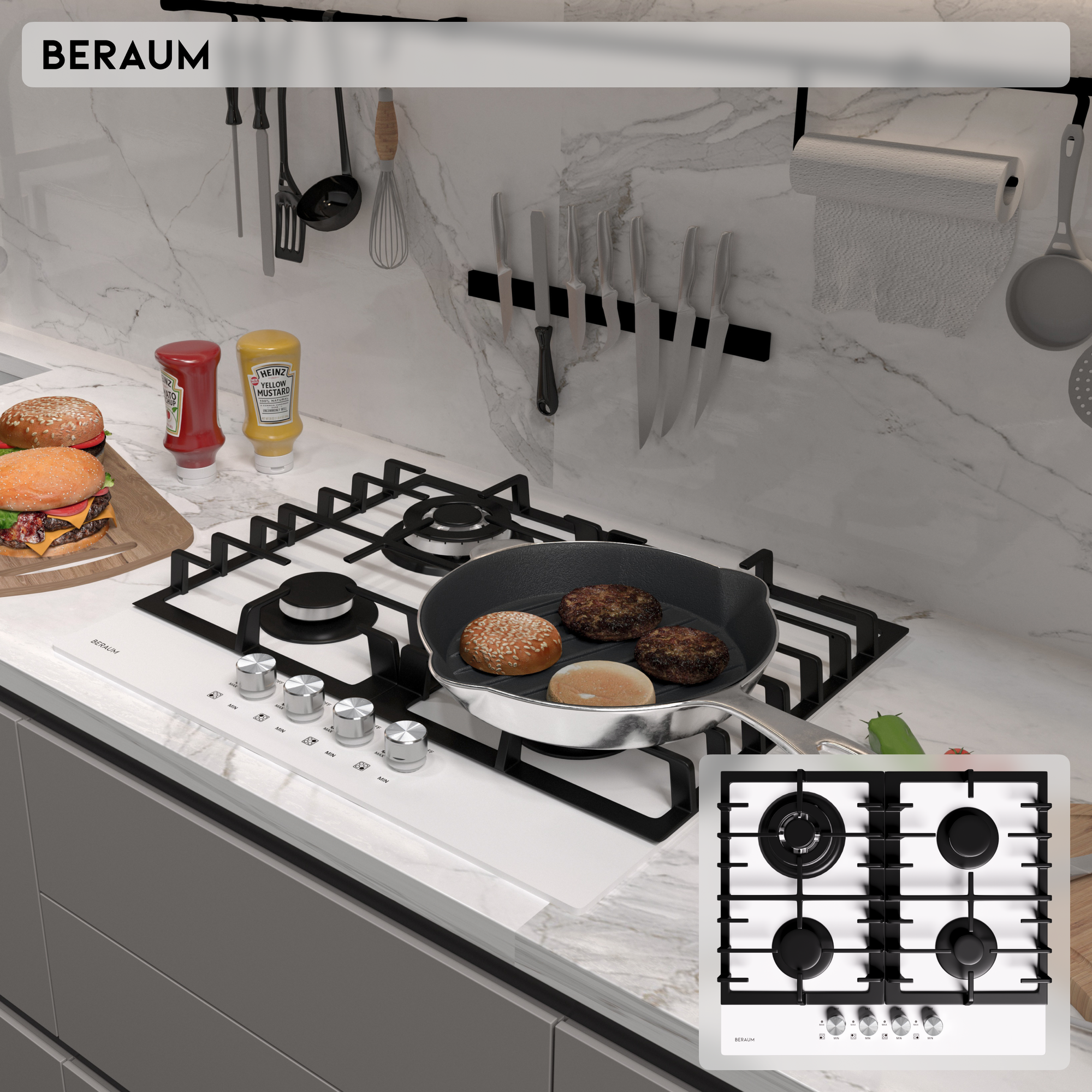 Газовая варочная панель Beraum HG-4G107W с газ-контролем
