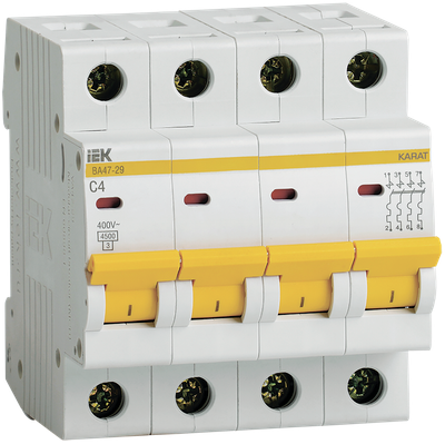 Выключатель автоматический ВА47-29 4P C 4А 4,5кА IEK