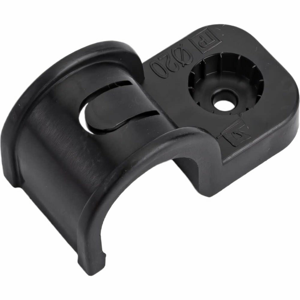 Пластиковая односторонняя крепеж-скоба для прямого монтажа Промрукав черная, в п/э, д 20, 50 шт PR13.0373