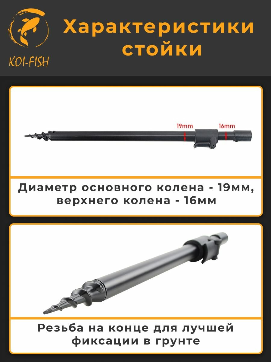 Стойки для удилищ с резьбой для грунта 40-60 см 2шт (BKS046) телескопические для карповой ловли карпфишинга — фото 1