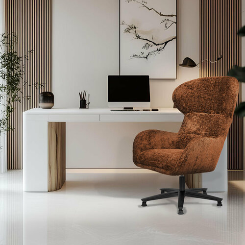 Кресло компьютерное руководителя офисное мягкое крутящееся Teddy терракотовый премиум шенилл 56240₽