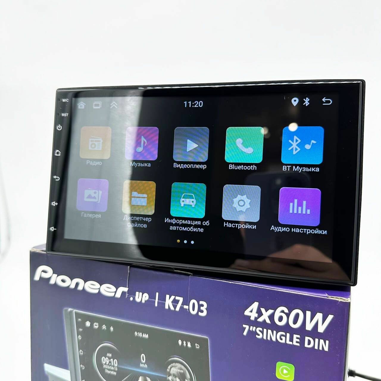 Автомагнитола 1 дин 7 дюймов Андроид 4+64Гб (GPS, Wi-Fi, CarPlay, Bluetooth, USB) — фото 1