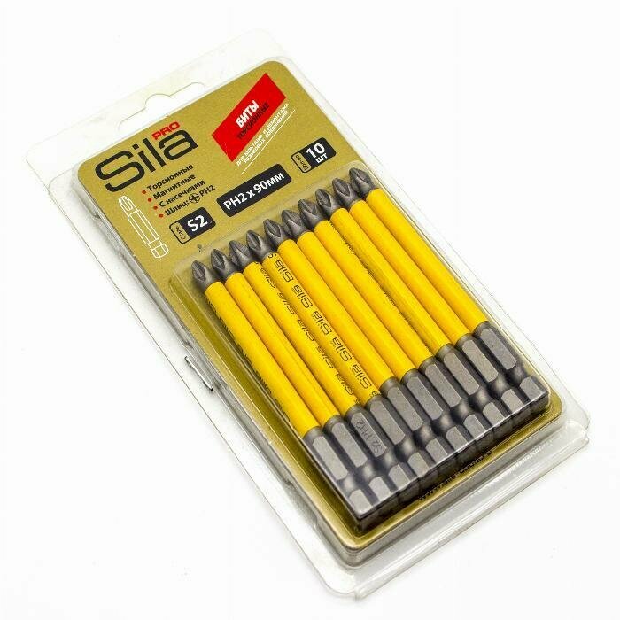 Биты Sila Pro PH2х90мм S2 намагниченные торсионые блистер 10 шт