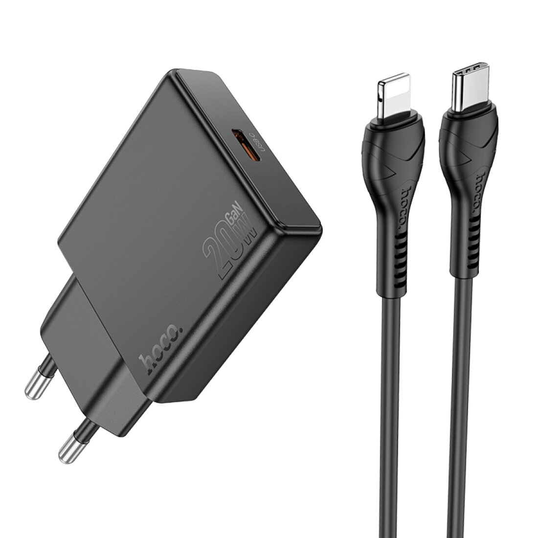 Сетевое зарядное устройство, 1 PD 20W (N37), HOCO, Type-C to Lightning, черный