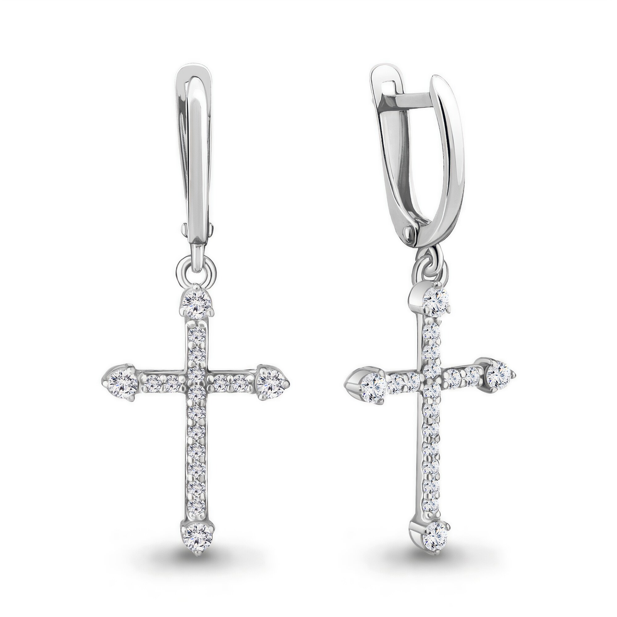 Серьги Diamant online, серебро, 925 проба, родирование, фианит