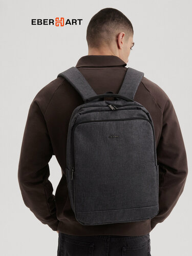 Изображение товара Городской рюкзак для ручной клади Eberhart Backpack, нейлон, темно-серый, 30*14*42.5 см, 0.67 кг, 17.38 л / Стильный, прочный и легкий рюкзак для похода и путешествий в самолет