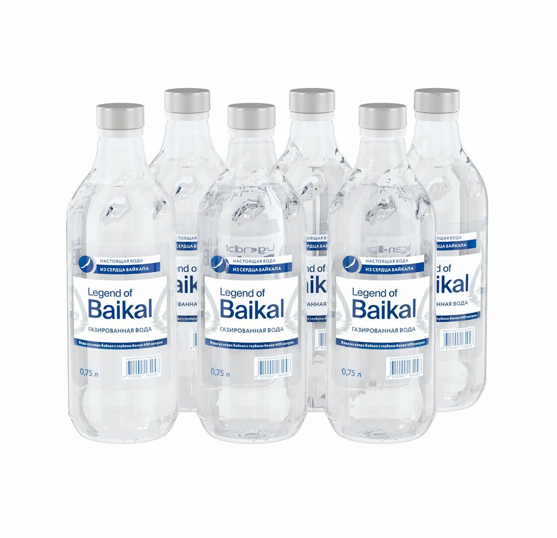 Вода питьевая "Легенда Байкала" газированная, стекло 0,75 л. х 6 шт.