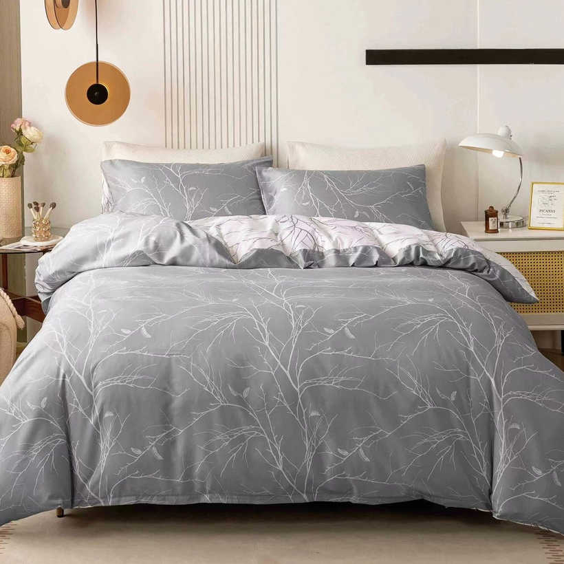 Постельное белье Сатин Евро с простыней на резинках по углам 4 Наволочки 70x70 50x70 Хлопок Aimee SAYA HOME