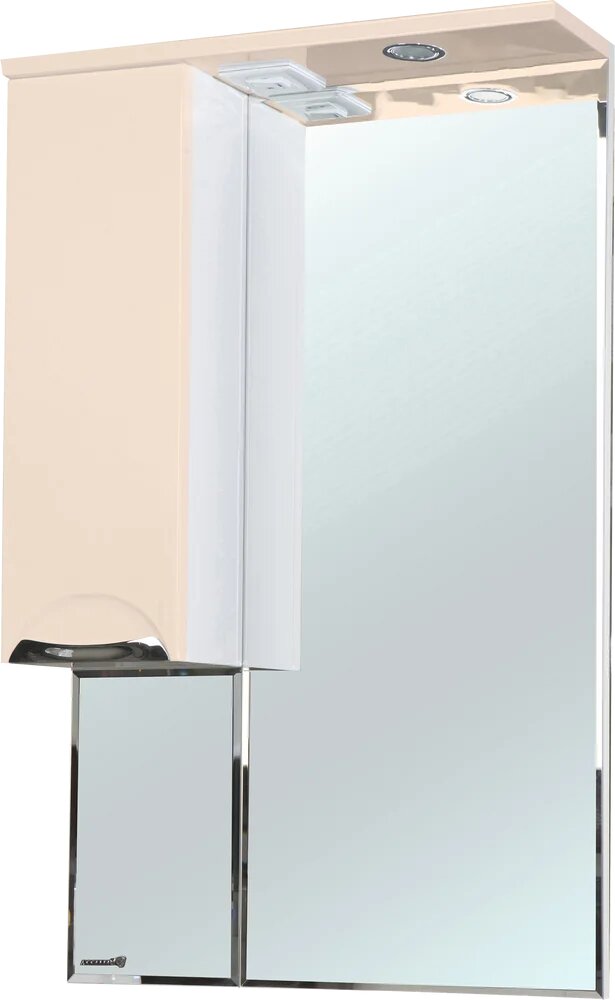 Зеркало Bellezza Альфа 65 L с подсветкой с полкой со шкафчиком 65 см с розеткой белое