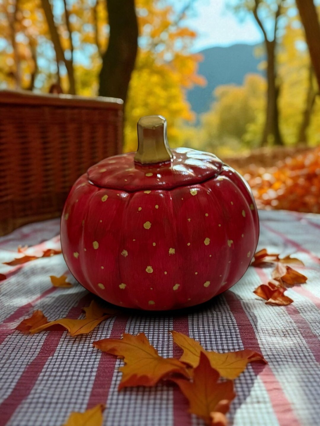 Декоративная шкатулка Тыква, 10*10*7 см - Багровый