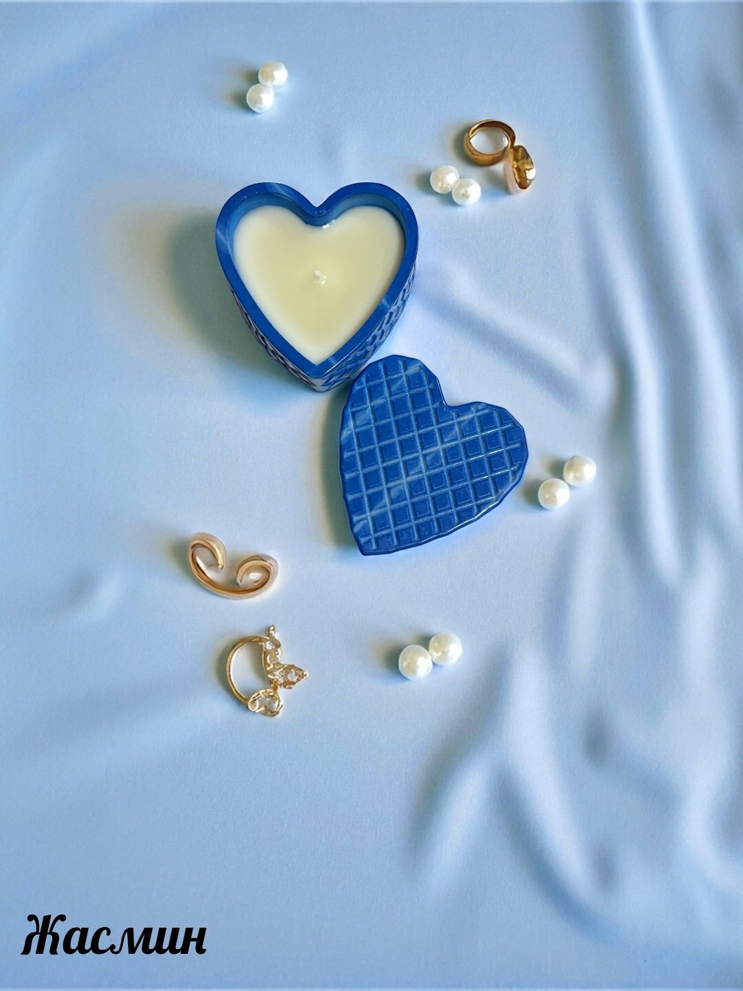 Декоративная арома-свеча Любовь, 8*8*3 см - Лазурный