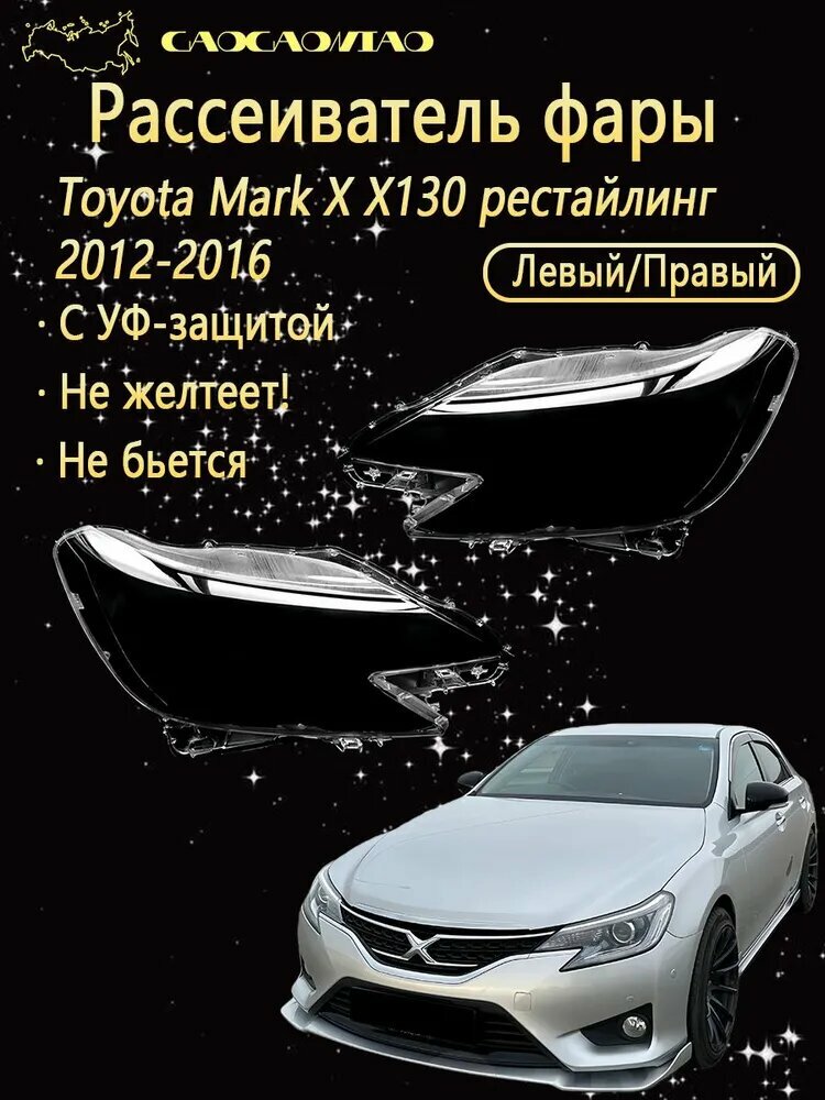 Ремкомплект фары, 2 шт, арт. Рассеиватель фары на Toyota Mark X X130 рестайлинг 2012-2016 выбор левый правый комплект поликарбонат с УФ-защитой не желтеет